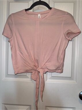 lululemon athletica Blush Pink Tie-Front Crop Tee